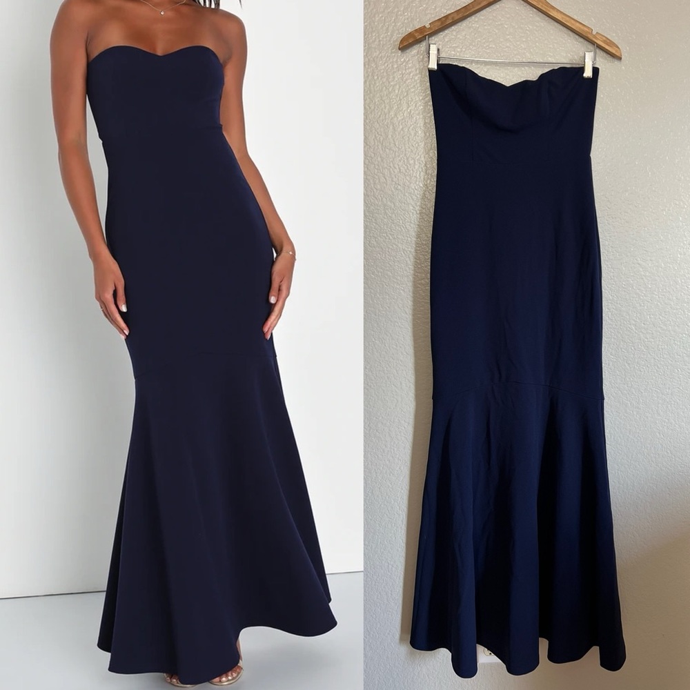 Navy Blue Sweetheart Trumpet Hem Maxi Dress Small NWOT